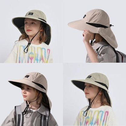 ZOORON Kids Sun Hat with Neck Flap UPF 50+ Beach Hats for Baby Boys Girls - color: Khaki