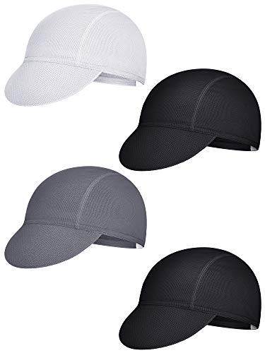 SATINIOR 4 Pieces Cycling Caps for Men Breathable - color: White, Grey, Black