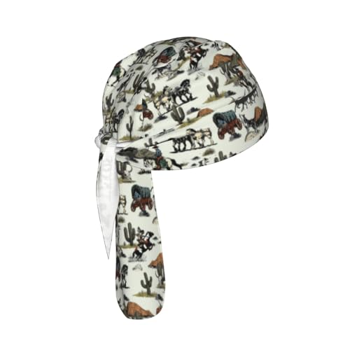 Do Rag Skull Cap Breathable Cycling Cap Adjustable Headscarf Helmet Liner for Men Women - color: Western