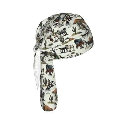 Do Rag Skull Cap Breathable Cycling Cap Adjustable Headscarf Helmet Liner for Men Women - color: Western