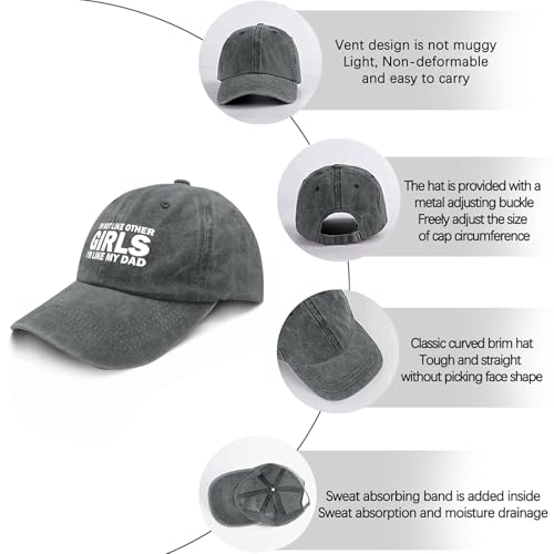 I'm NOT Like Other Girls I'm Like My DAD Cap Women Baseball Hat Adjustable Hats - color: Light Grey