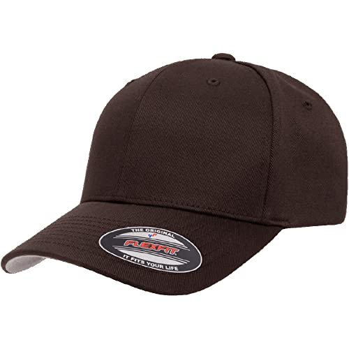 Flexfit 24-pk Wooly Combed Baseball Cap | Stretch Fitted (Brown,L/XL)