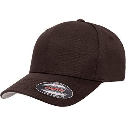 Flexfit Wooly Combed 6-Panel Structured Baseball Cap | Stretch Fitted - color: Brown, size: Small-Medium