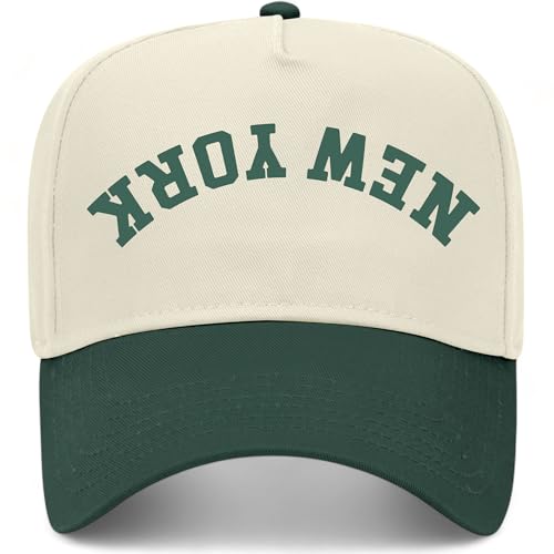 New York Upside Down Reversed Vintage Trucker Hat | Premium Snapback Baseball Hat for Men & Women - color: Green/Natural