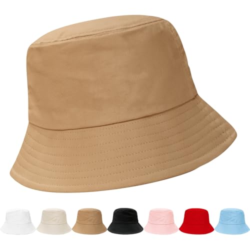 NPQQUAN Bucket Hats for Men Woman Packable Foldable Sun Hats for Women - color: Pure Khaki
