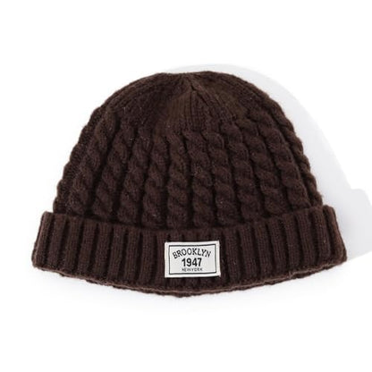 Soft Winter Knitted Hat Skull Cap Sailor Caps Cuff Beanie Cold Weather Brimless Knit Hats Warm Ski Hat Landlord Hats - color: Mg-zzm25101-brown