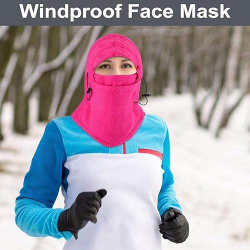 Frienda 2 Pcs Balaclava Ski Mask Windproof Warmer Fleece Adjustable Winter Mask Face Cover for Men Women - color: Black Mixed Grey,rose Red