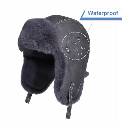 Women Winter Trapper Hat Ushanka Warm Sherpa Beanie Knit Ear Flap - color: Grey