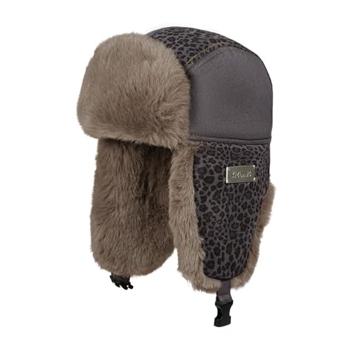 Croogo Faux Fur Trapper Hats with Ear Flaps Aviator Hat for Cold Weather Outdoor Ski Cap Black Ushanka Hat for Men Women - color: Pl2514-gray