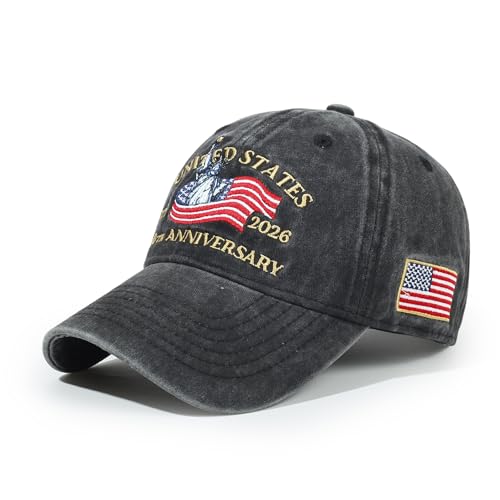 USA 250th Anniversary Baseball Cap Patriotic Embroidered American Hat - color: 2-black