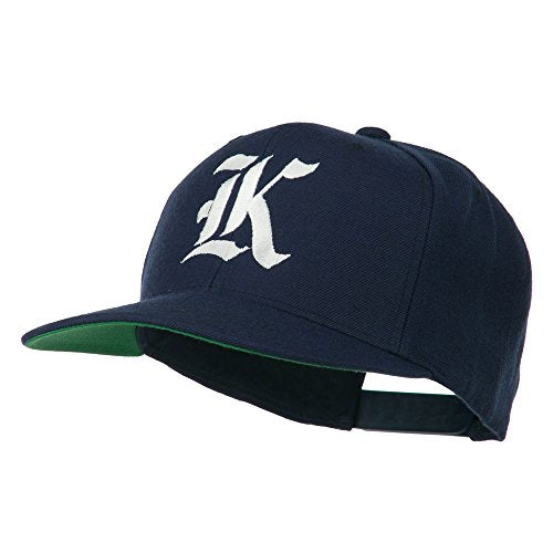 Old English K Embroidered Flat Bill Cap - color: Navy