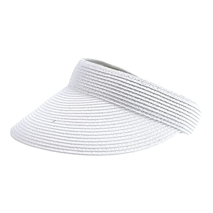 San Diego Hat Company Women's Mixed Braid Brim Visor with Velcro, Sun Hats for Women - color: White
