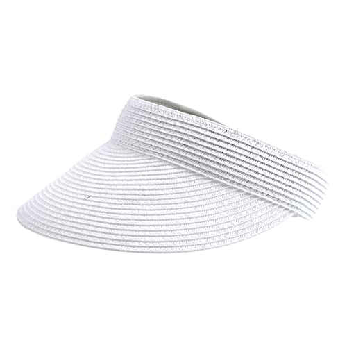 San Diego Hat Company Women's Mixed Braid Brim Visor with Velcro, Sun Hats for Women - color: White