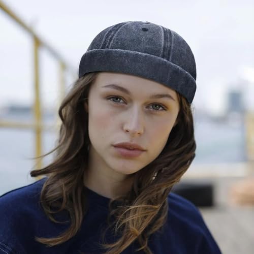 Initlove Docker Hat for Men Vintage Brimless Sailor Hat Beanie Cap - color: Green + Navy