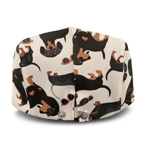 Men's Flat Ivy Gatsby Newsboy Hat Winter Spring Autumn Driving Cabbie Hunting Cap - color: Dachshund