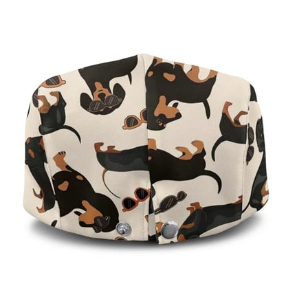 Men's Flat Ivy Gatsby Newsboy Hat Winter Spring Autumn Driving Cabbie Hunting Cap - color: Dachshund