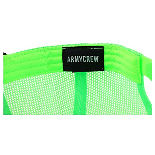 Armycrew Oversize XXL Low Profile Two Tone Mesh Back Trucker Baseball Cap - color: Black Neon Green