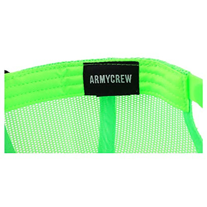 Armycrew Oversize XXL Low Profile Two Tone Mesh Back Trucker Baseball Cap - color: Black Neon Green
