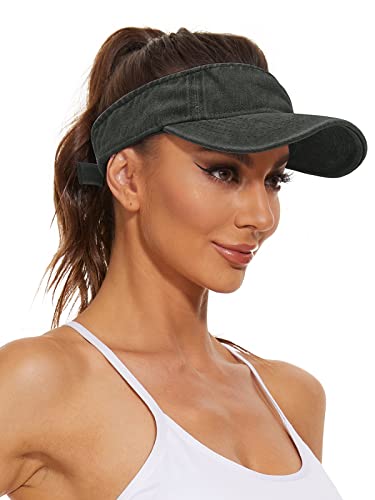 Century Star Visors for Women Mens Sun Visor Hats Sports Outdoor Tennis Running Adjustable Beach Cap Sun Protection - color: A Black