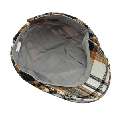 Idopy Men`s Classic Adjustable Ivy Irish Newsboy Golf Cap Hat - color: Plaid Black