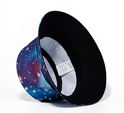 Quanhaigou Unisex Sun Hats, Fashion Beach Bucket Hat for Men Women,Summer Outdoor Boonie Cap Breathable Packable - color: Galaxy