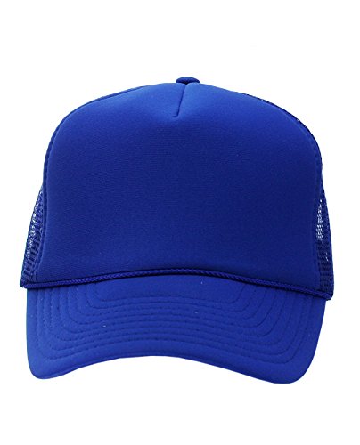 NYFASHION101 Plain Mesh Trucker Hat - Breathable 6-Panel Daily Snapback Cap, Customizable Ideal for DIY Embroidery & Patches - color: Royal