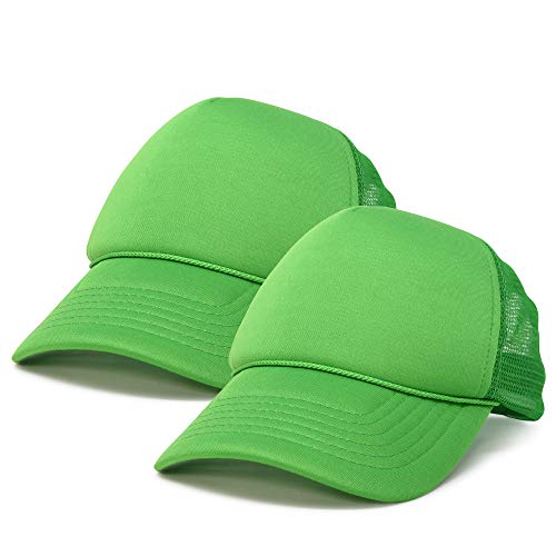 DALIX Solid Blank Trucker Hats Caps 2 Pack - color: Kelly Green