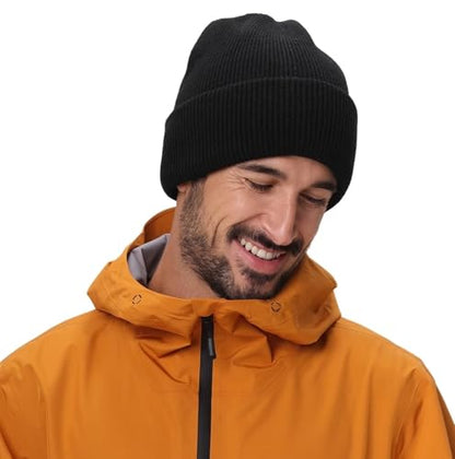Connectyle Thick Cuffed Beanie for Men & Women Double Layer Knit Winter Hat Acrylic Watch Hat Warm Stocking Skull Cap - color: Black