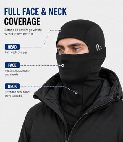 Balaclava Ski Mask, Warm Fleece Face Cover for Winter Cycling - color: Black