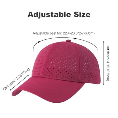 FEINION Men Laser Mesh Breathable Snapback Baseball Cap - color: Burgundy