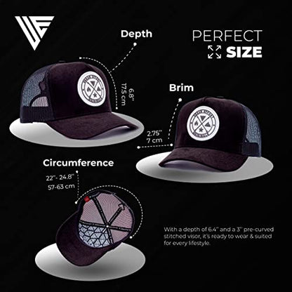 Urban Effort Trucker Hat for Men & Women, Mesh Back Baseball Cap, 5 Panel - color: Black + White Patch, style: Mesh Back