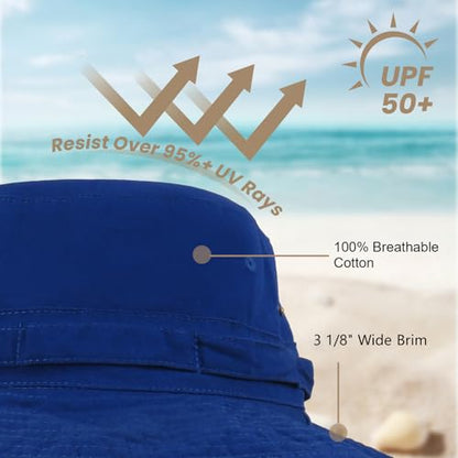 Bucket Hat UV Protection Sun Hat, Boonie Fishing Safari Hats for Outdoors - color: Royal Blue
