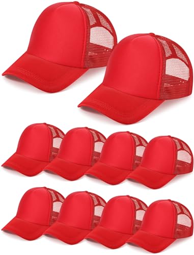 Tarpop 10 Pcs Sublimation Blank Trucker Hats Bulk - color: Red