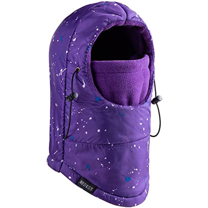 REDESS Winter Windproof Hat, Unisex Children Heavyweight Balaclava, Ski Mask with Thick Warm Fleece Face Cover - color: Point Purple