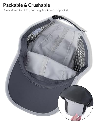 GADIEMKENSD Quick Dry Running Hat, UPF50+, Cooling Breathable Mesh, Water-Repellent, Plain & Packable, Anti-Glare - color: Light Grey