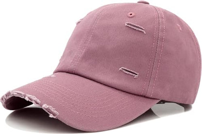 Distressed Baseball Cap for Men Women Cotton Dad Hat - color: Dark Purple