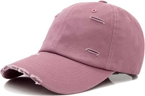 Distressed Baseball Cap for Men Women Cotton Dad Hat - color: Dark Purple