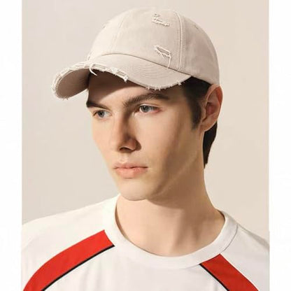 Distressed Baseball Cap for Men Women Cotton Dad Hat - color: Beige