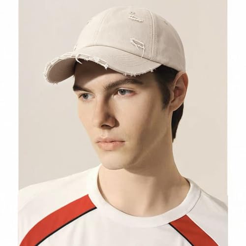 Distressed Baseball Cap for Men Women Cotton Dad Hat - color: Beige