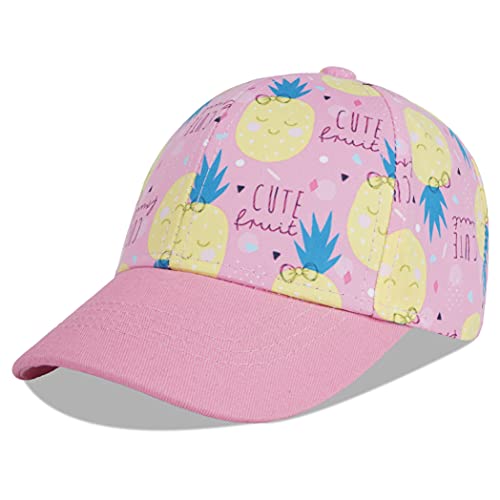 LANGZHEN Cotton Outdoor Toddler Girls Boys Plain Baseball Cap Baby Infant Structured Adjustable Hat for Kids Sun Hat - color: Pink Pineapple, size: Medium