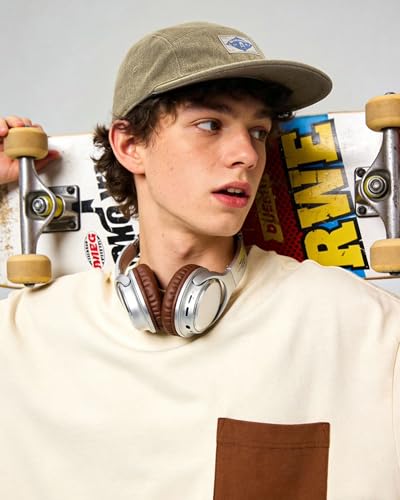 CLAPE Snapback 5 Panel Hat for Men, Washed Cotton Vintage Flat Brim Cap - color: 5p02-washed Khaki