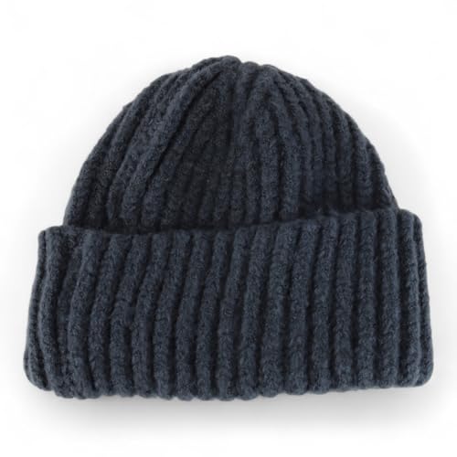 Heavyweight Thick Knit Warm Winter Beanie - color: Charcoal