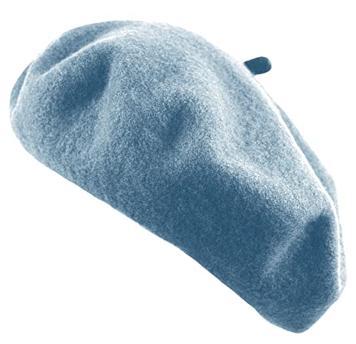 Women's French Beret Hat Solid Color Plain Wool Classic Traditional Artist Cap - color: Baby Blue
