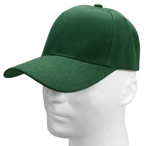 Falari Wholesale Bulk Lot 12-Pack Baseball Cap Adjustable Size Plain Blank Solid Color - color: Hunter Green