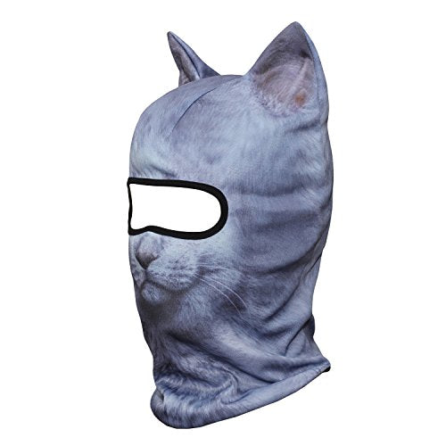WTACTFUL 3D Animal Ears Balaclava, Breathable Face Mask for Halloween - color: British Shorthair Meb-06