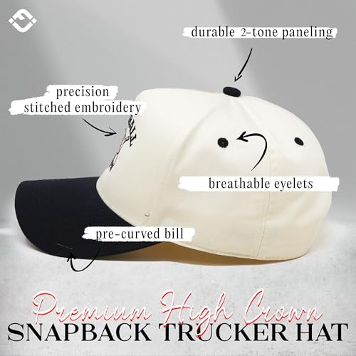 Funky Junque Trucker Snapback Hat - color: Baseball Mom - Black/Beige