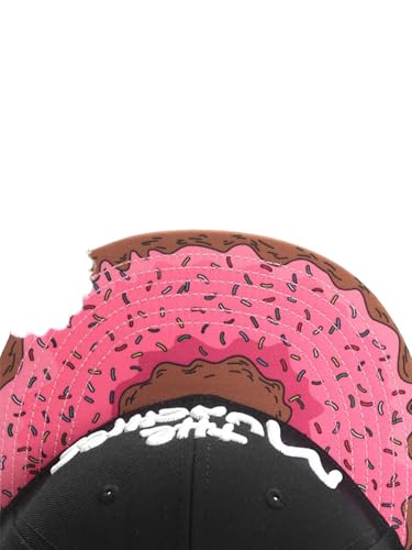M Cap Donut Snapback Hat, Black Flat Bill Baseball Cap
