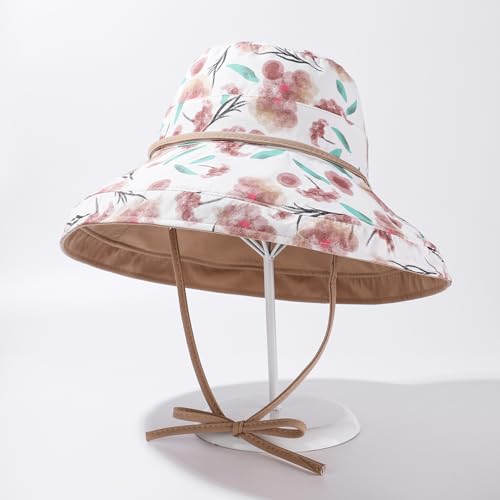 HUAMULAN Women Wide Brim Reversible Sun Hat Summer Beach Fishing Bucket - color: Khaki Floral