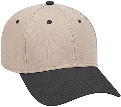 Ashen Fane 6 Panel Structured Low Profile Superior Cotton Twill Basic Baseball Hat - color: Blk/Kha/Kha