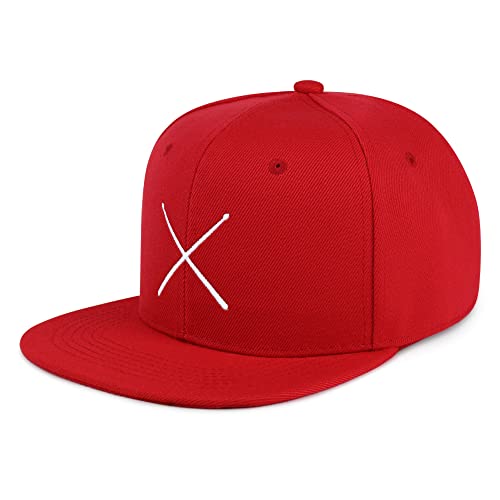 JPAK Drum Stick Hip-Hop Snapback Hat Embroidered Baseball Cap Drummer - color: 12. Red